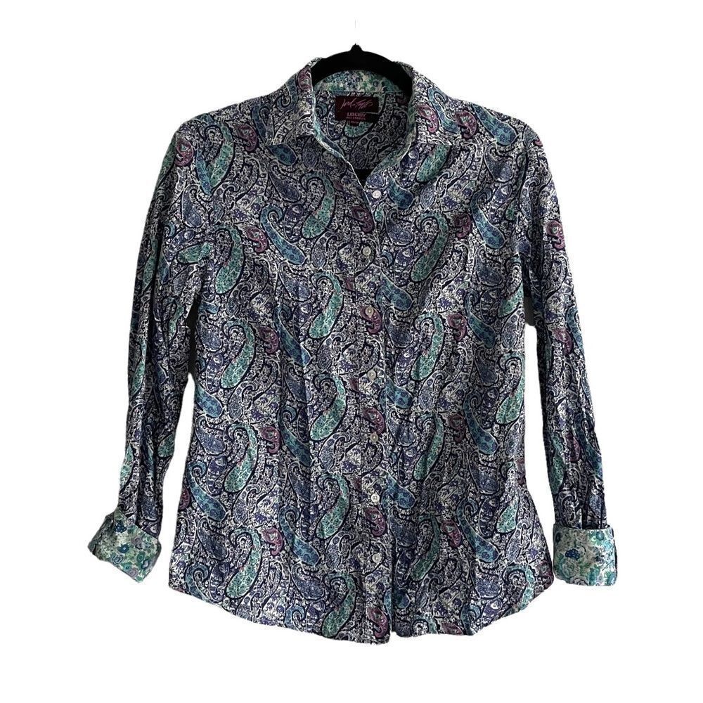 LIBERTY ART FABRICS Lord & Taylor Cotton Floral Print Button Front Shirt XS